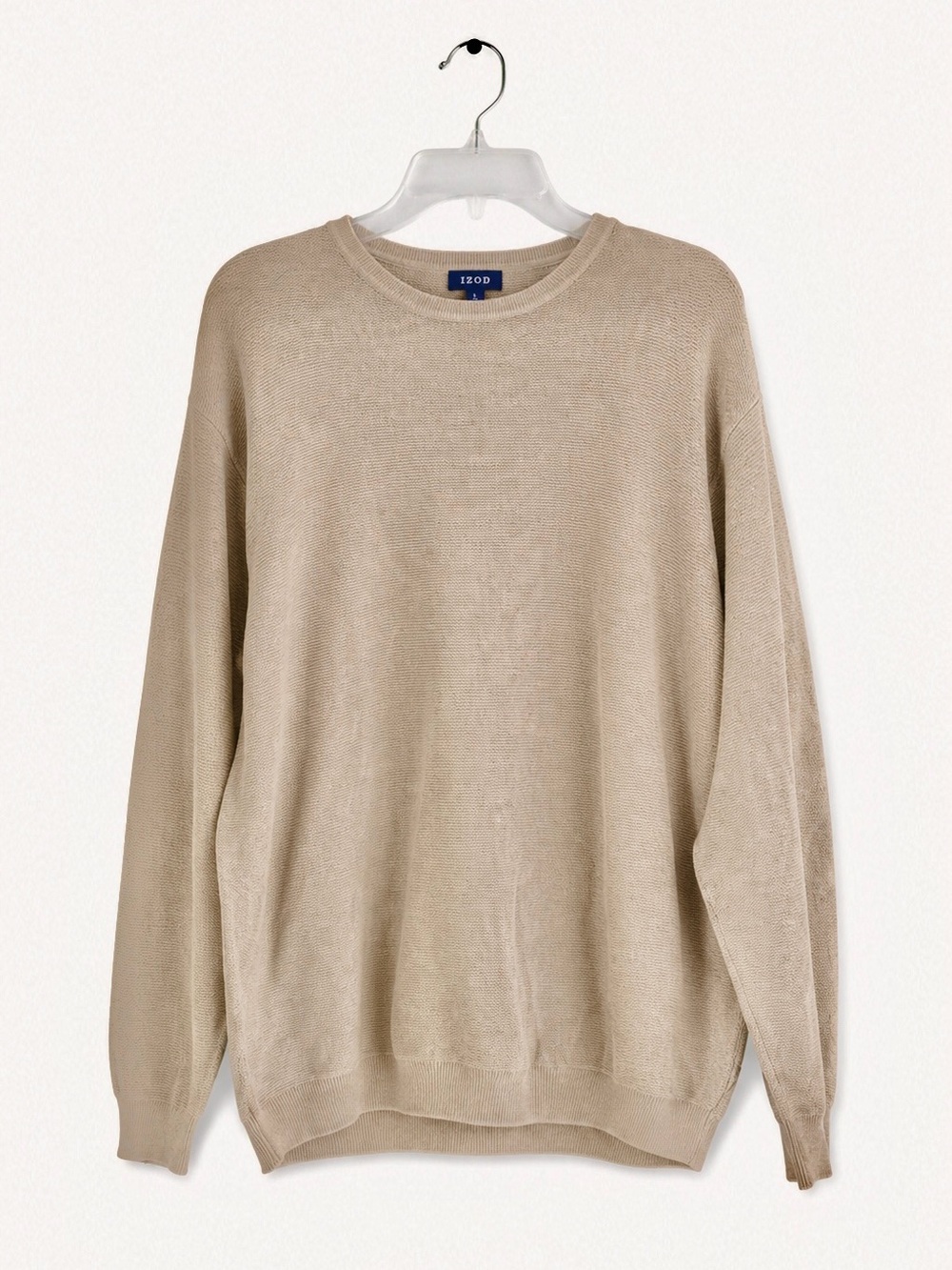 IZOD Men’s Honeycomb Knit Crewneck Pullover Sweater Tan Size L